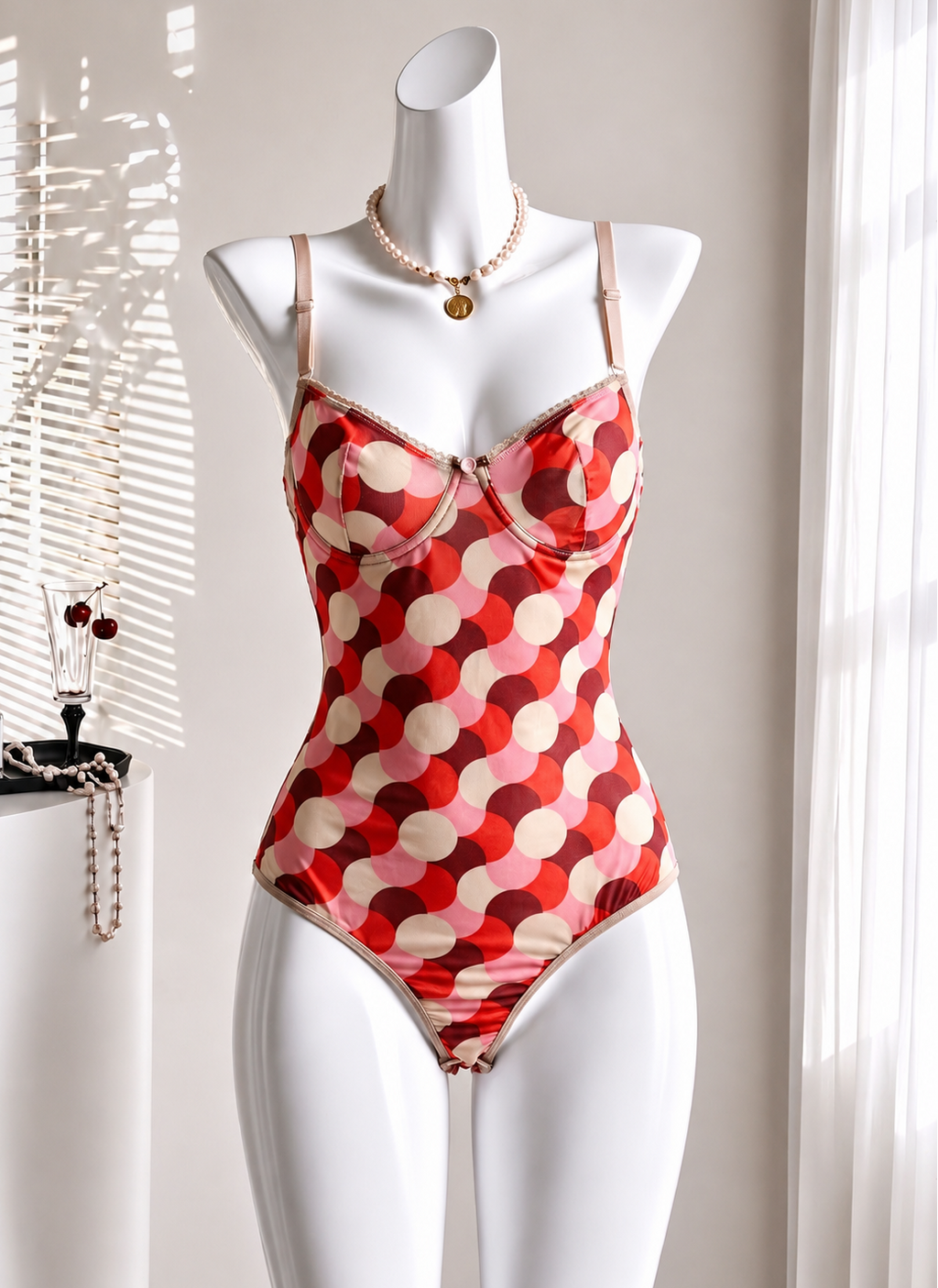 Retro Desenli Transparan Bodysuit
