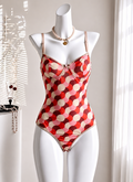 Retro Desenli Transparan Bodysuit