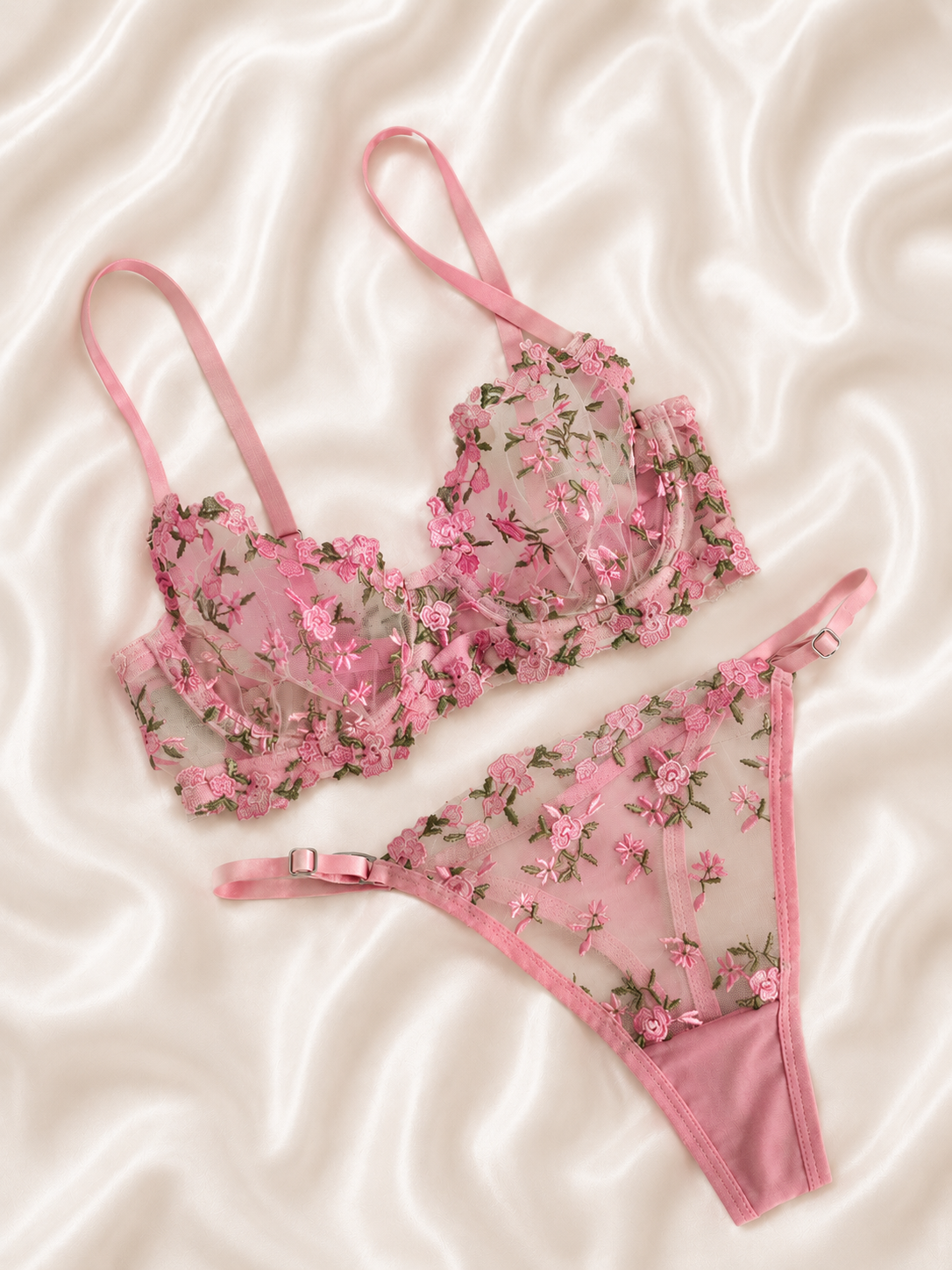 Blush Blossom Nakışlı İç Giyim Seti