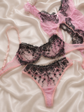 Pembe Gece Nakışlı Set