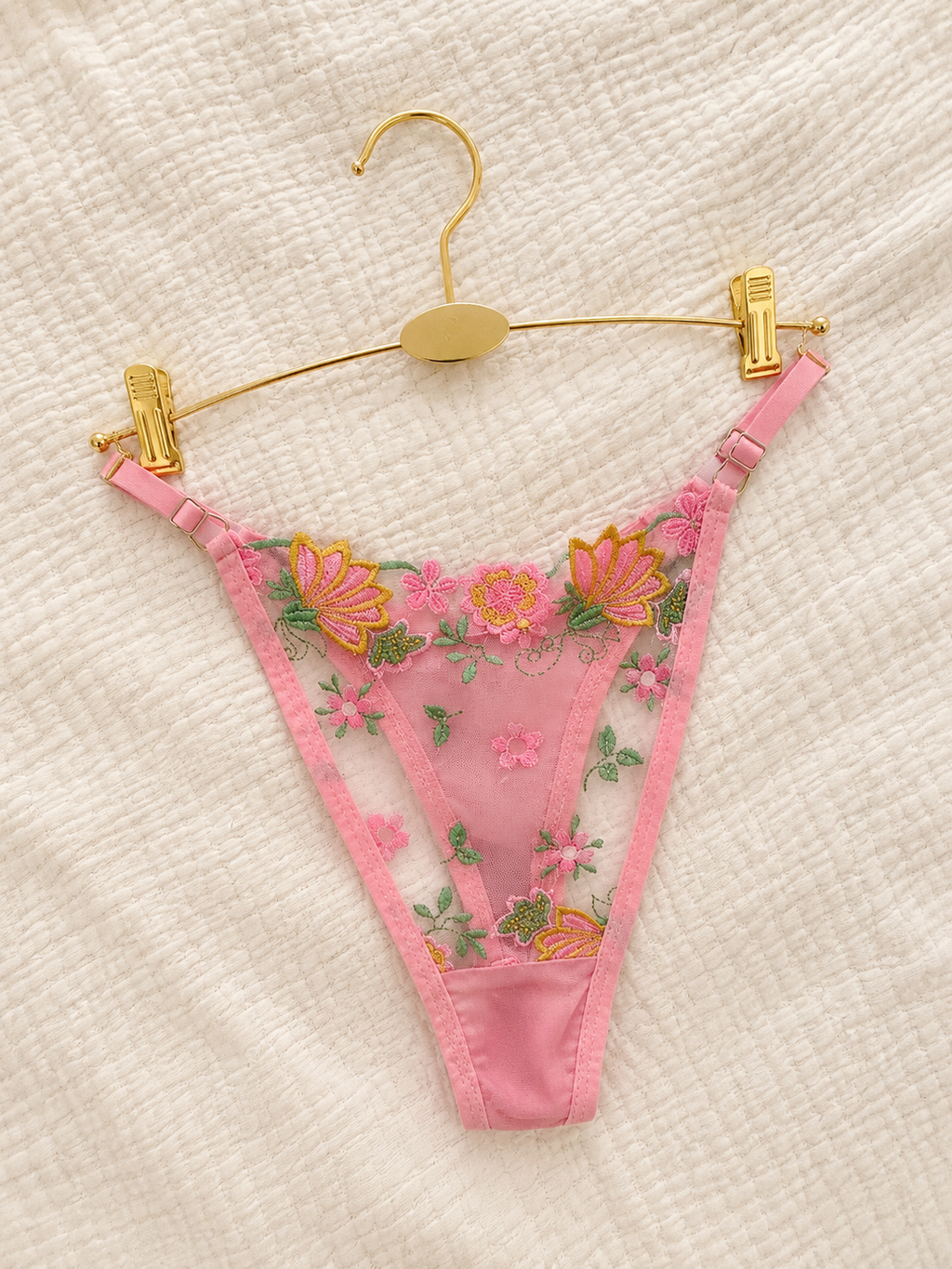 Pembe Bahar Nakışlı Set