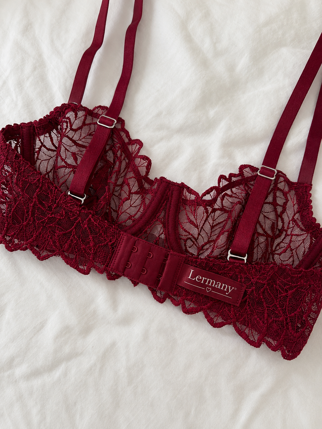 Bordo Yaprak Dantel Set