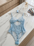 Bebek Mavisi Kalp Desenli Transparan Bodysuit