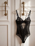 Siyah Transparan Dantel Bodysuit
