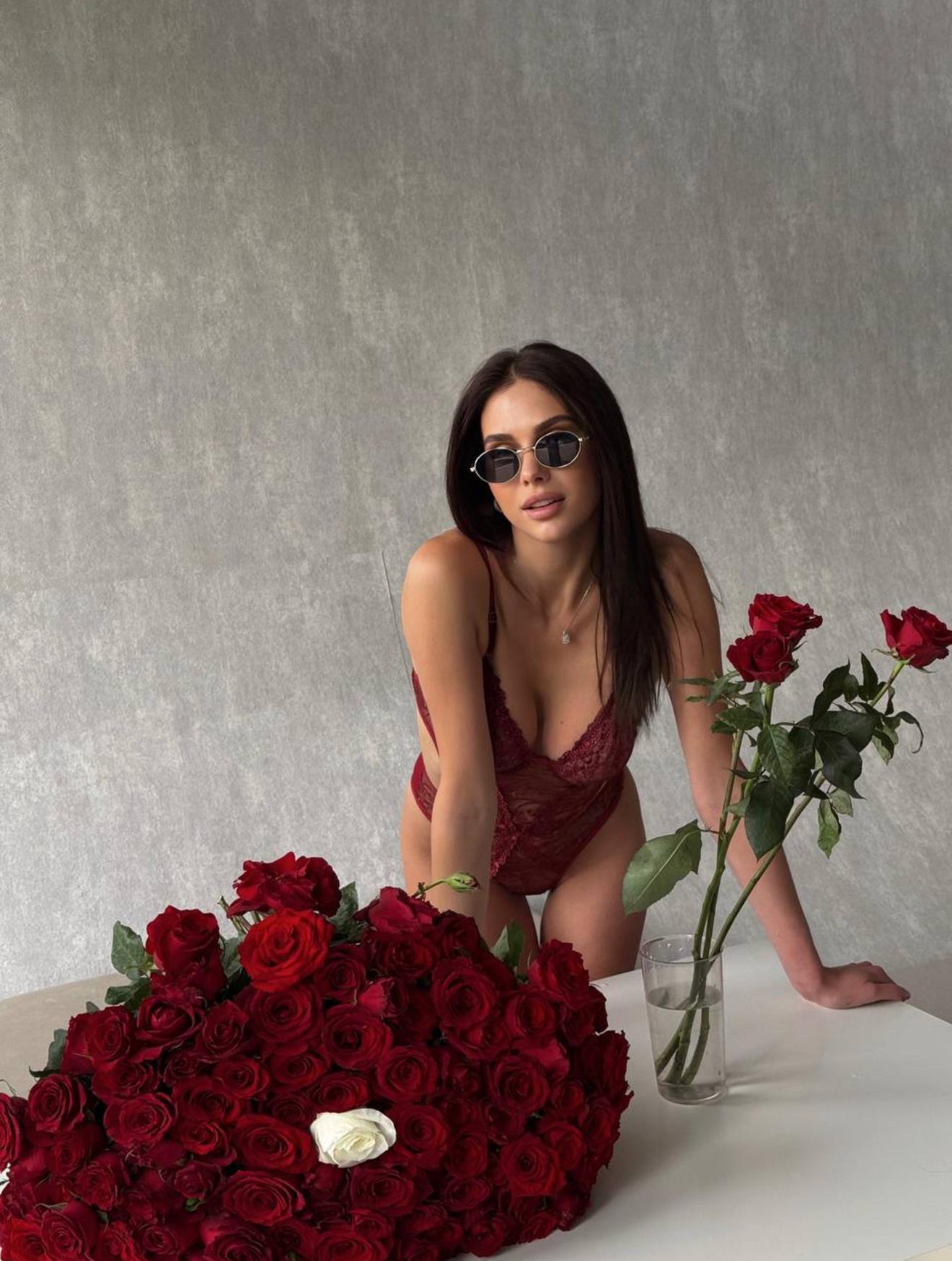 Bordo Transparan Dantel Bodysuit