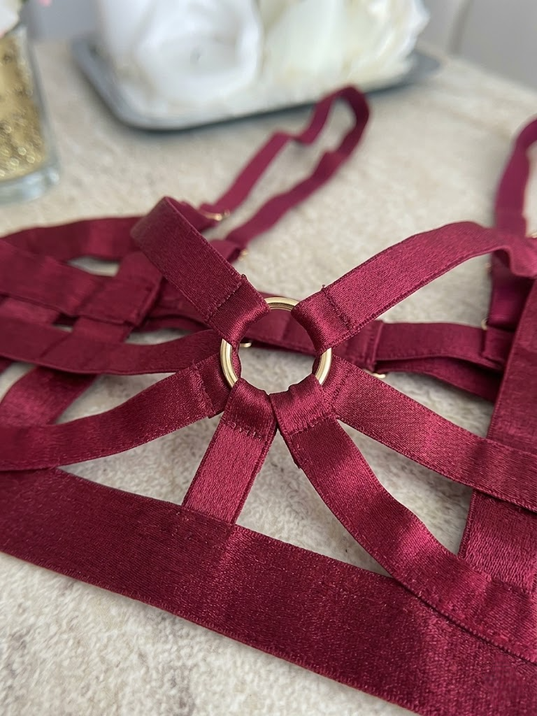 Bordo Şerit Detaylı Fantezi Set